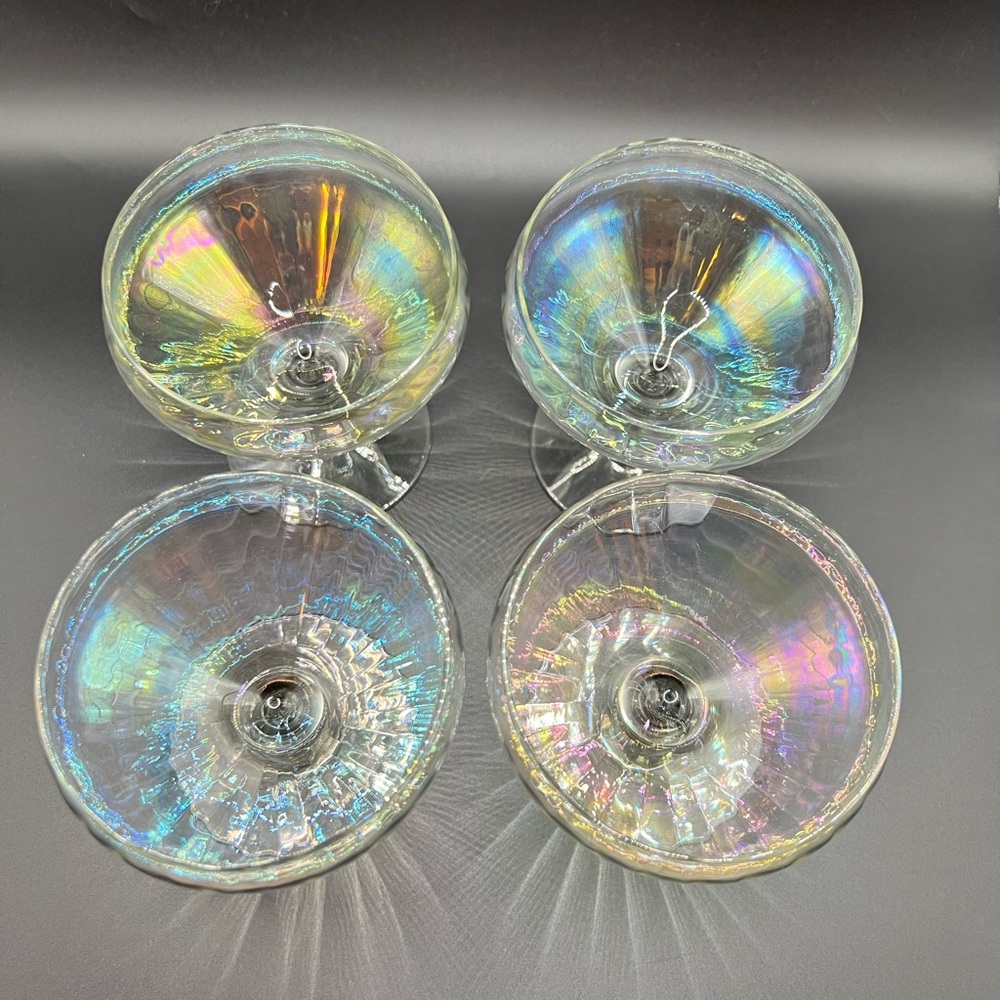 Vintage Iridescent Champagne Coupe Glasses - Picture 4 of 10
